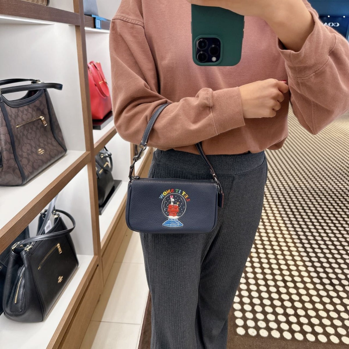Coach CE859 Coach X Peanuts Nolita 19 With Snoopy In Gunmetal/Midnight Navy Multi Coach CE859 Coach X Peanuts Nolita 19 With Snoopy In Gunmetal/Midnight Navy Multi